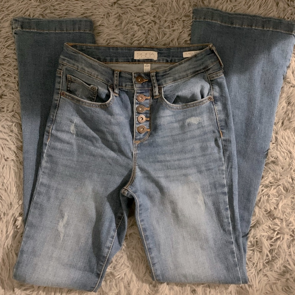 Sofia vergara button fly high waisted flares